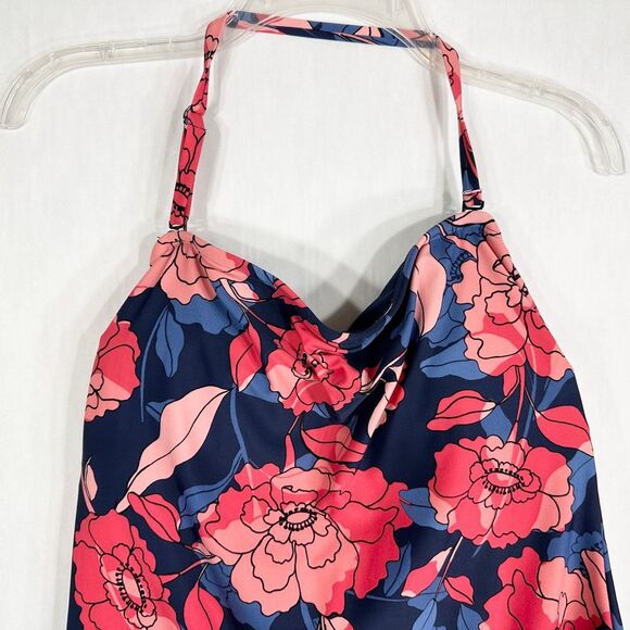 Kona Sol XL Swimsuit One Piece Halter Floral Blue Pink Padded Stretch 1275 - Picture 3 of 8